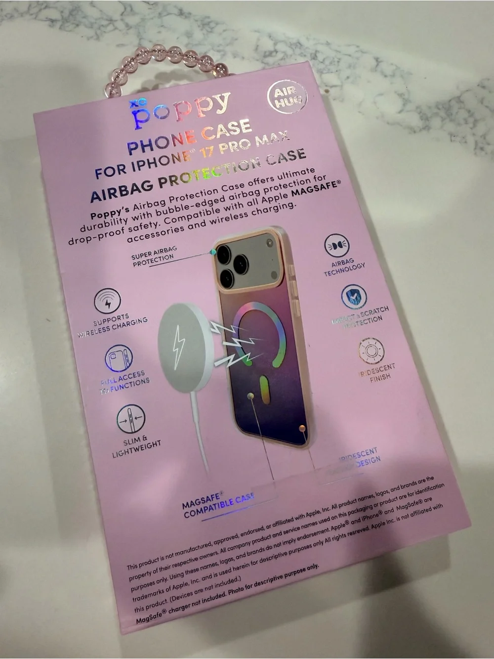 Poppy Air Hug Airbag Case for iPhone 17 Pro Max — Pink